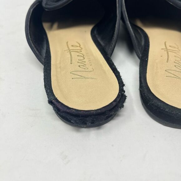 Nanette Lepore Mules Embellished Rhinestones Pointed Toe Black Womens Size 6.5 - Picture 6 of 8